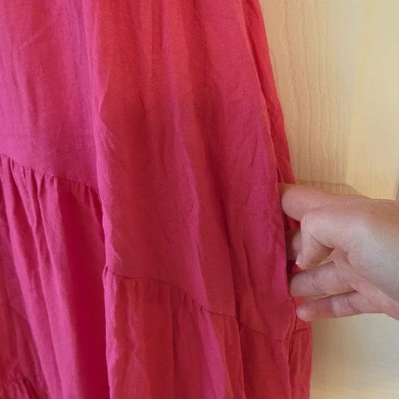 Maeve By Anthropologie Marlene Tiered Pink Maxi Dress Size L Sleeveless - Picture 5 of 10
